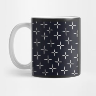 Traditional Japanese Vintage Ink Brush Cross Pattern in Navy Indigo Mug